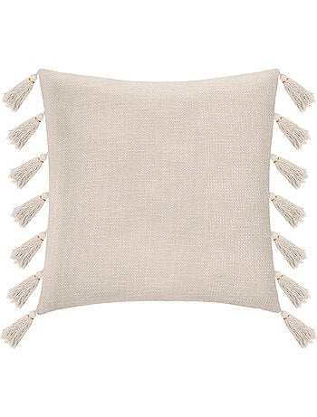 Almofada de algodão com capa removível, estilo cigano, com pompons