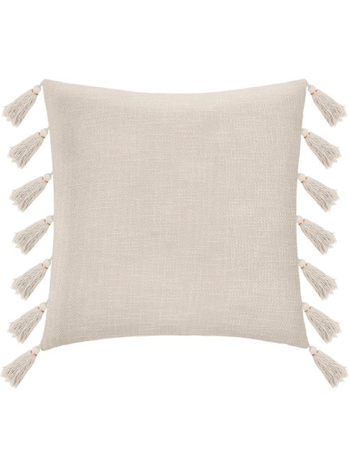 Almofada de algodão com capa removível, estilo cigano, com pompons - Kiabi