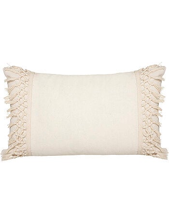 Almofada de algodão e macramé com franjas e capa removível
