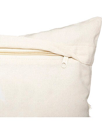 Almofada de algodão e macramé com franjas e capa removível