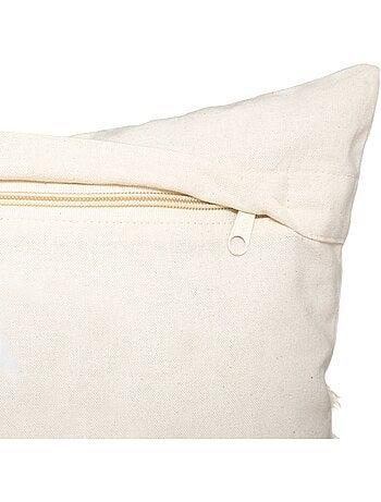 Almofada de algodão e macramé com franjas e capa removível