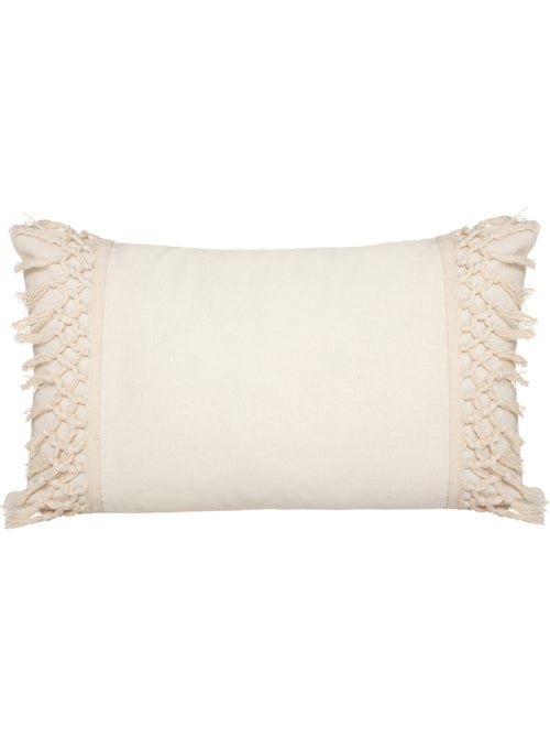 Almofada de algodão e macramé com franjas e capa removível - Kiabi