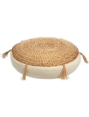 Almofada de chão em juta com borlas