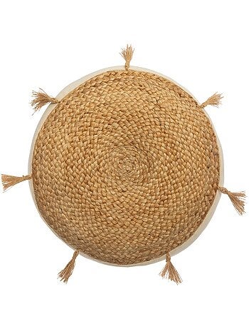 Almofada de chão em juta com borlas