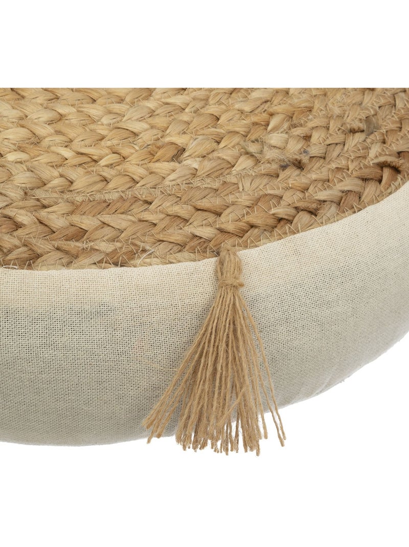 Almofada de chão em juta com borlas Bege - Kiabi