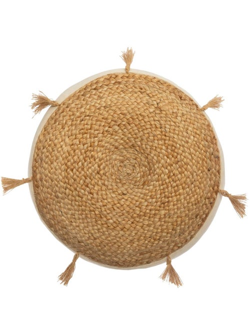 Almofada de chão em juta com borlas - Kiabi Almofada de chão em juta com borlas - Kiabi