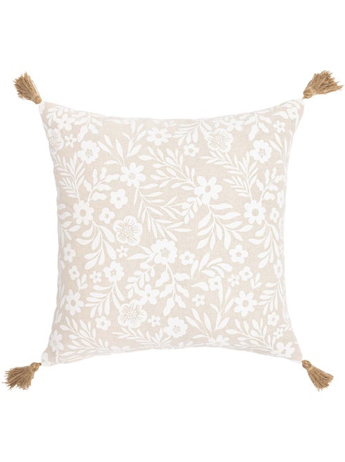 Almofada de policotão com estampado floral e pompons - Kiabi