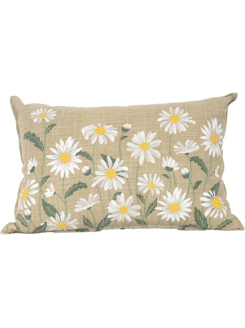 Almofada decorativa em algodão com motivo de margaridas - Kiabi