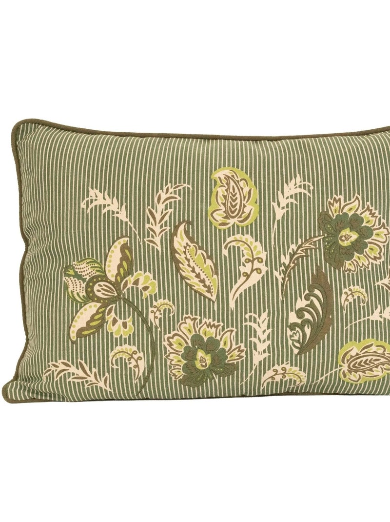 Almofada decorativa em polilinha com motivo floral Verde oliva - Kiabi