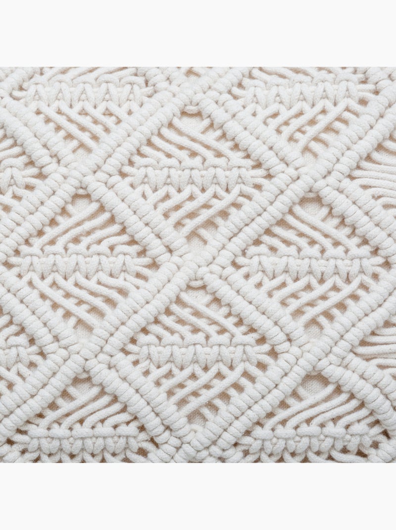 Almofada em macramé com franjas Marfim - Kiabi