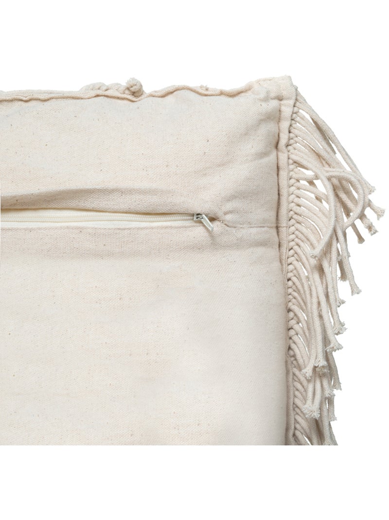 Almofada em macramé com franjas Marfim - Kiabi