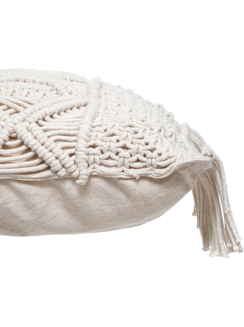 Almofada em macramé com franjas Marfim - Kiabi