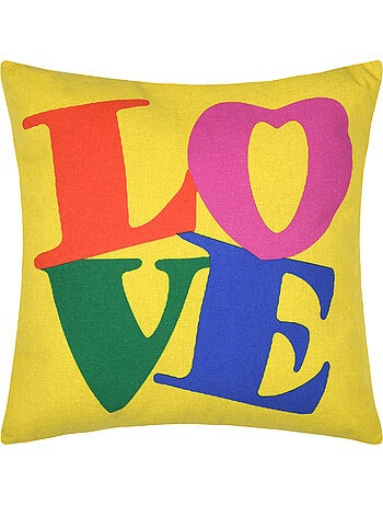 Almofada em poli-algodão com estampado love