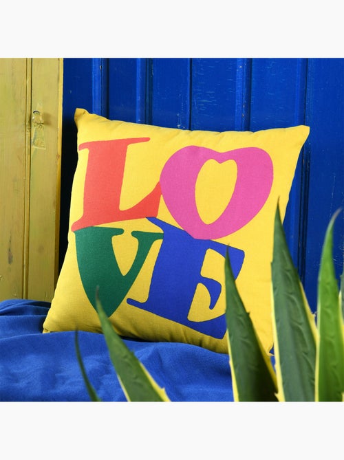 Almofada em poli-algodão com estampado love - Kiabi