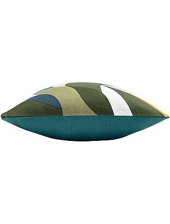 Almofada em polycotton com folhas gráficas