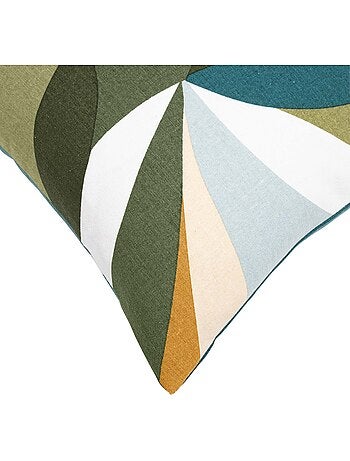 Almofada em polycotton com folhas gráficas