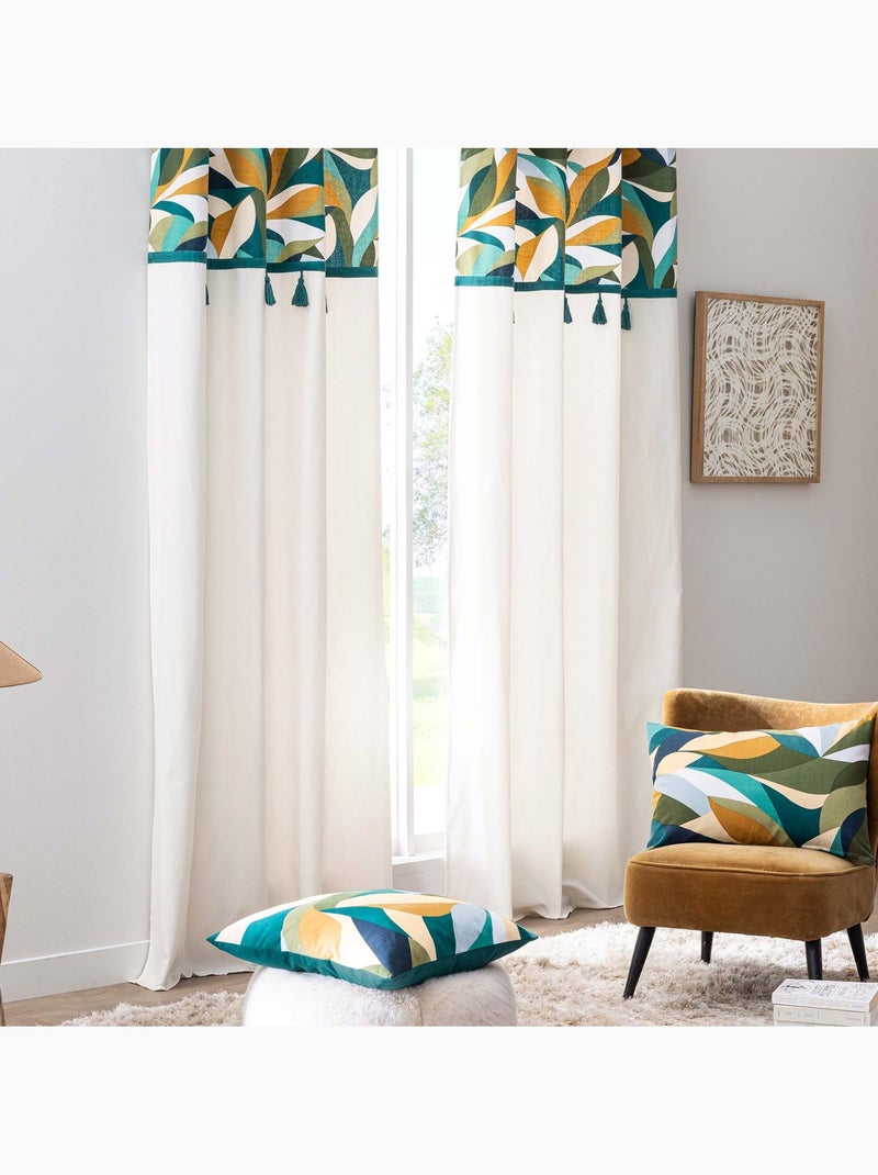 Almofada em polycotton com folhas gráficas Azul - Kiabi
