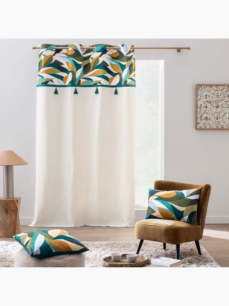 Almofada em polycotton com folhas gráficas Azul - Kiabi