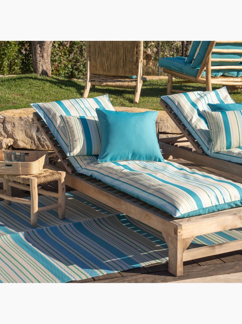 Almofada exterior às riscas Azul-turquesa - Kiabi