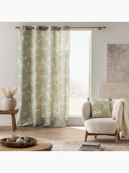 Almofada metálica em polycotton com folhagem tropical e borlas - Kiabi