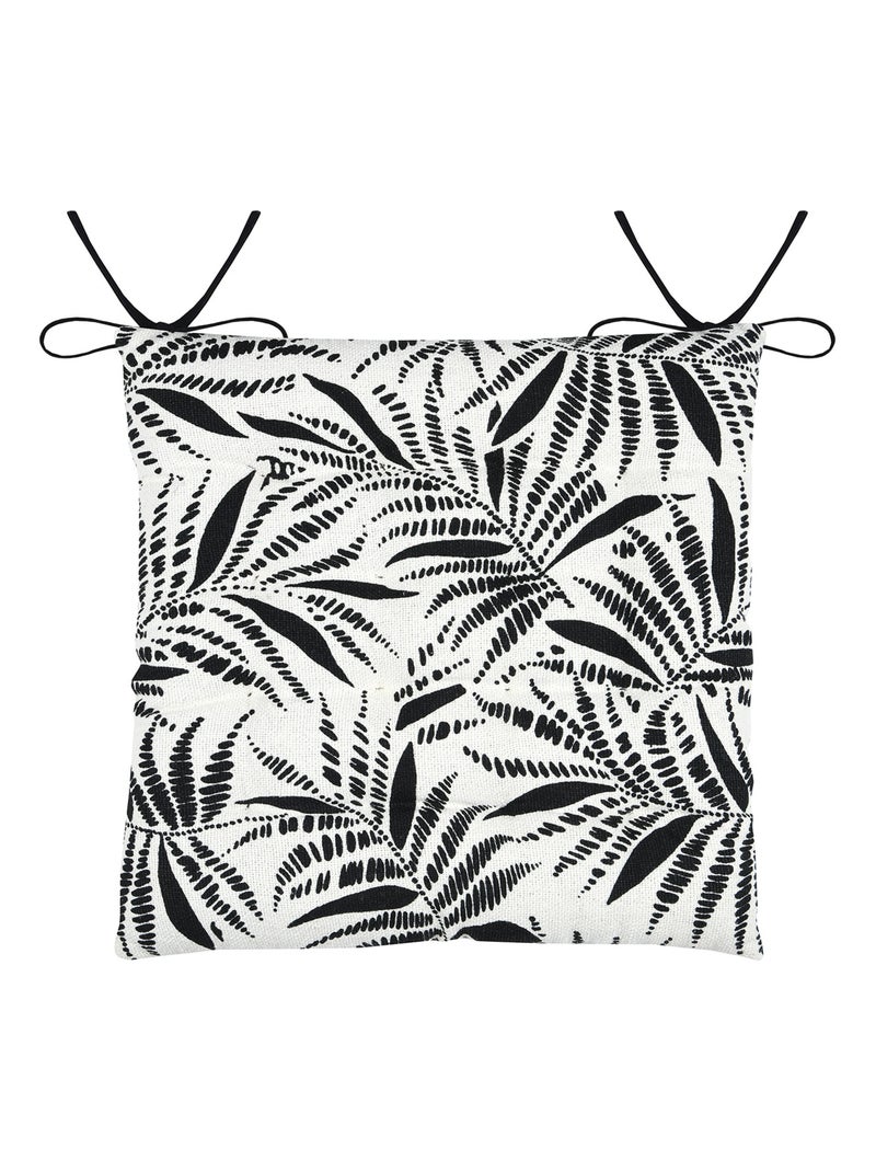 Almofada quadrada para cadeira com padrão de folhagem tropical em algodão Ecru - Kiabi