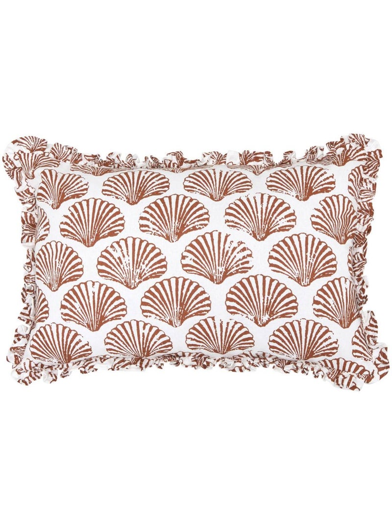 Almofada retangular de algodão com padrão de conchas Terracota - Kiabi