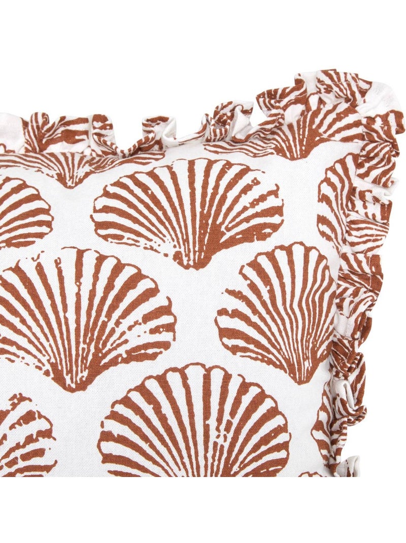Almofada retangular de algodão com padrão de conchas Terracota - Kiabi