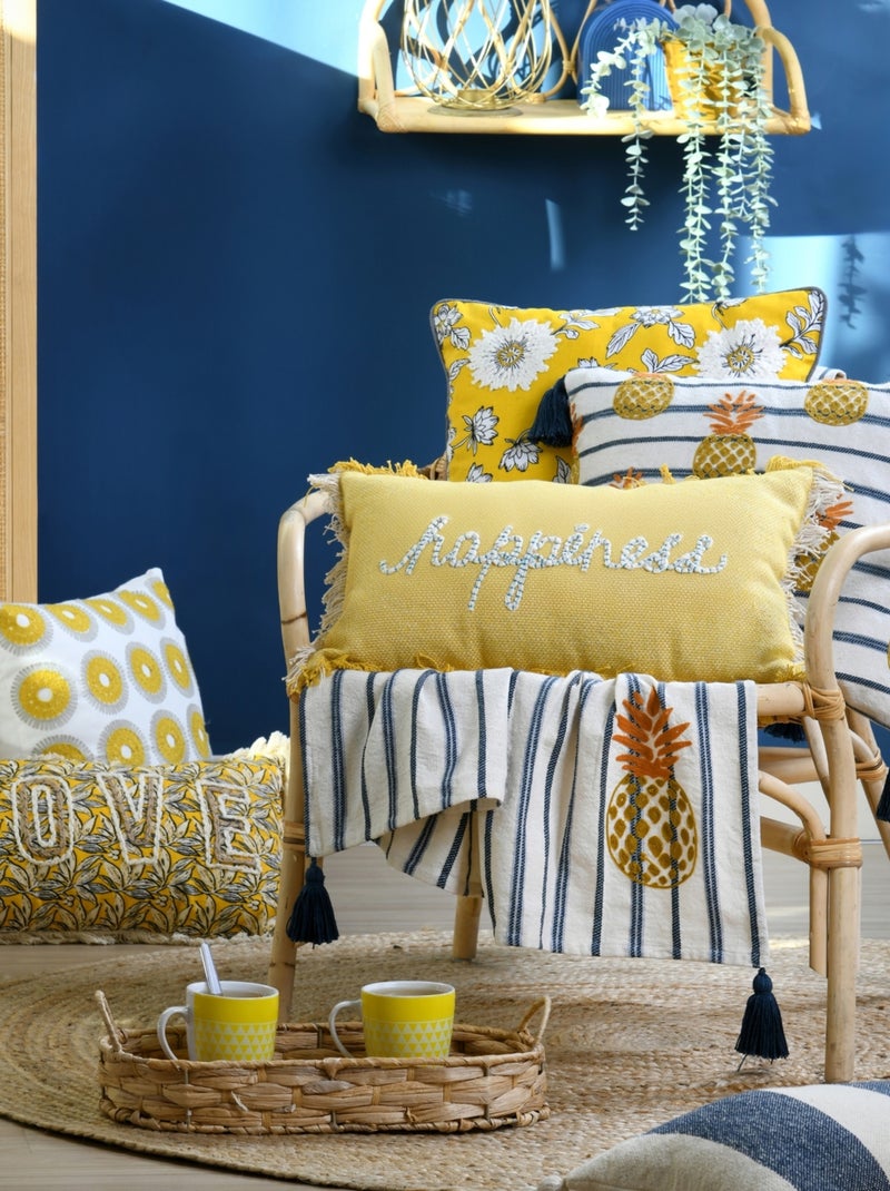 Almofada retangular happiness Amarelo - Kiabi