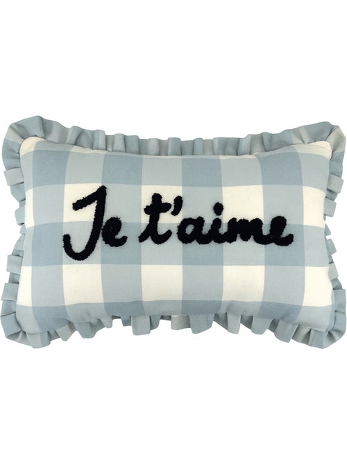 Almofada retangular "je t'aime" em xadrez - Kiabi