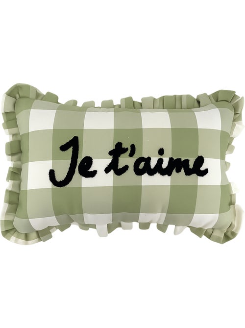 Almofada retangular "je t'aime" em xadrez - Kiabi