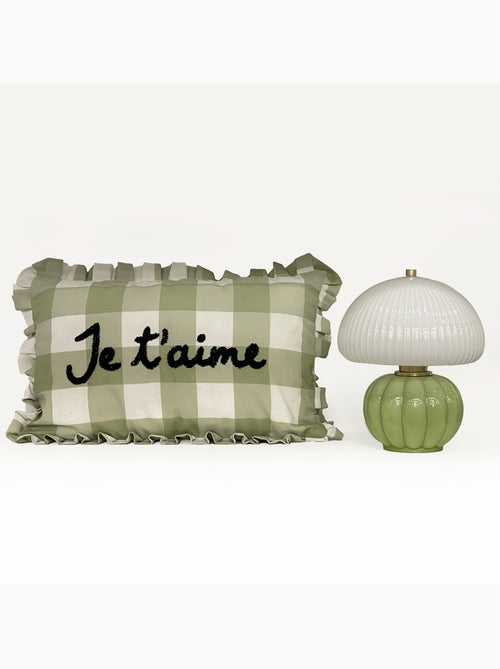Almofada retangular "je t'aime" em xadrez - Kiabi