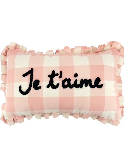 Almofada retangular "je t'aime" em xadrez - Kiabi