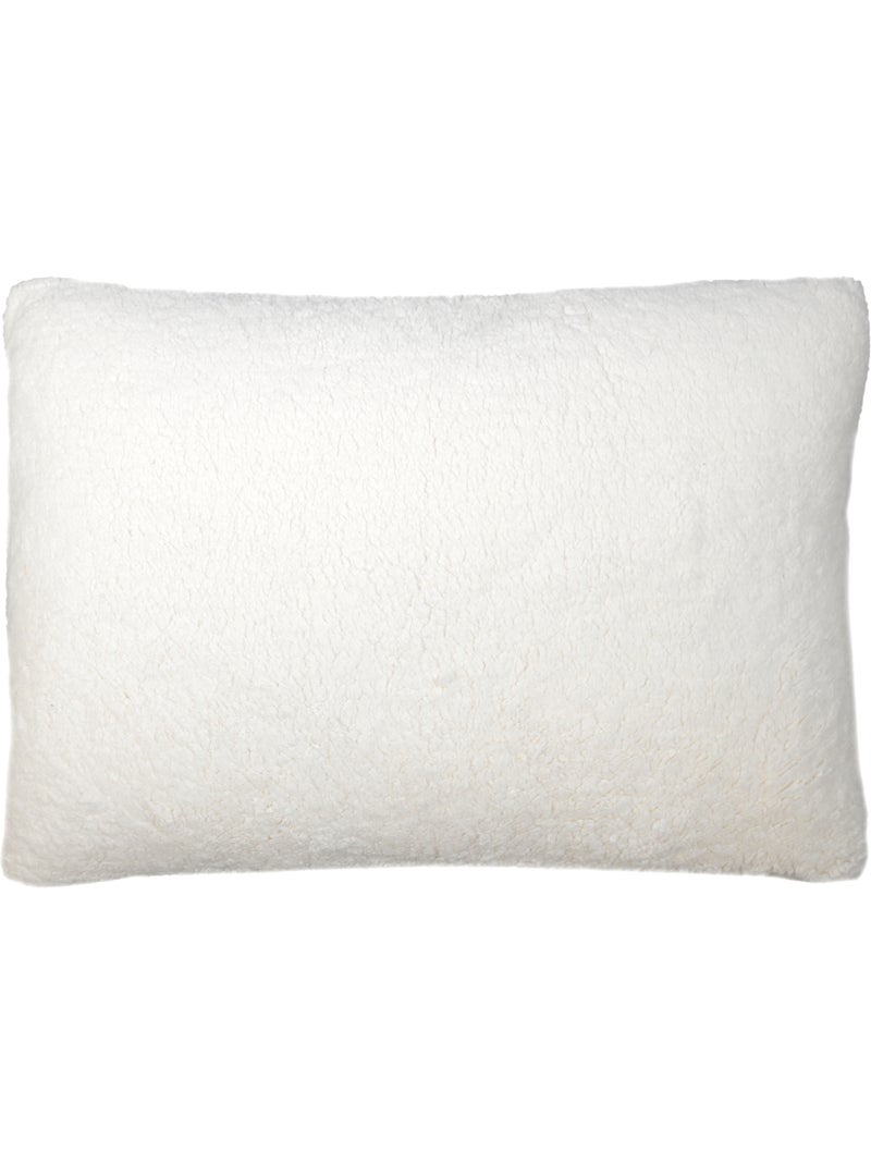 Almofada xadrez com efeito de mohair e parte de trás em sherpa Ecru - Kiabi