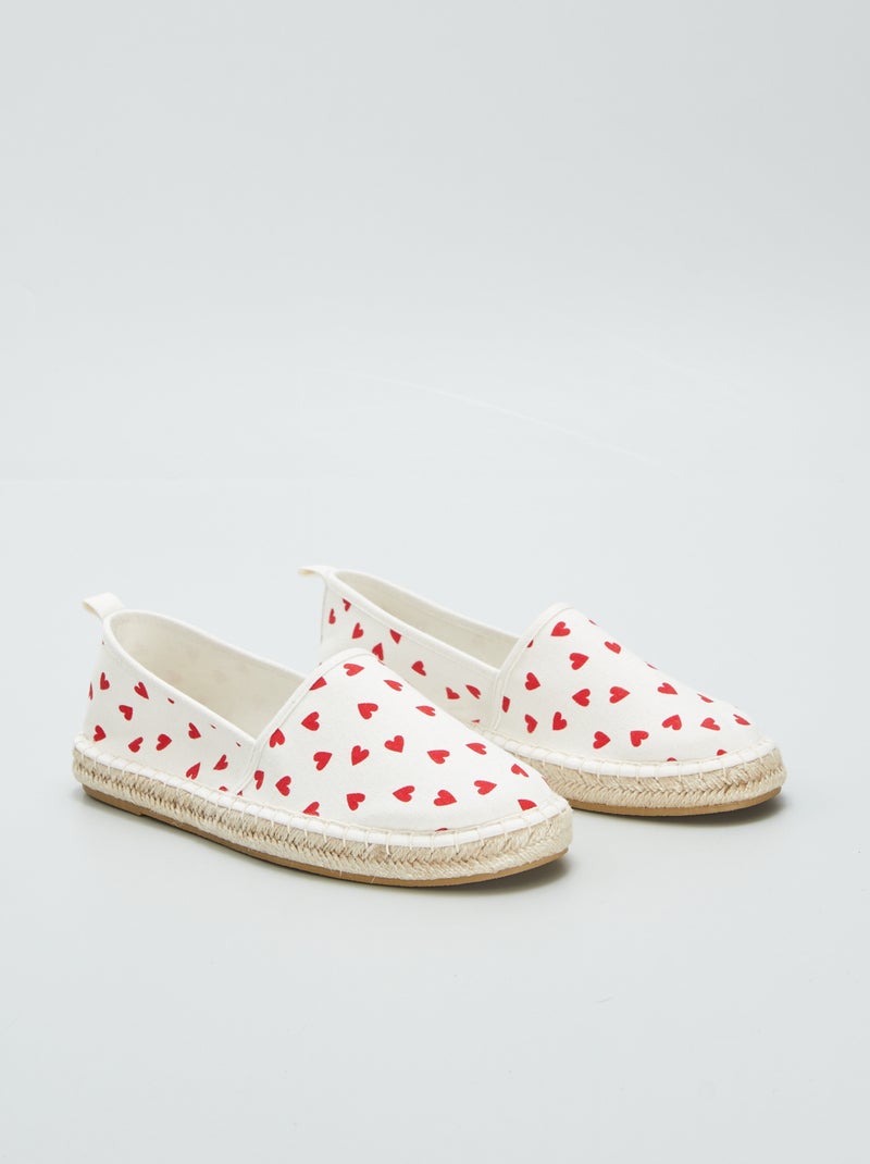 Alpargatas em lona com corações VERMELHO - Kiabi