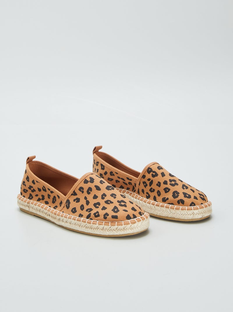 Alpargatas em lona leopardo MARROM - Kiabi