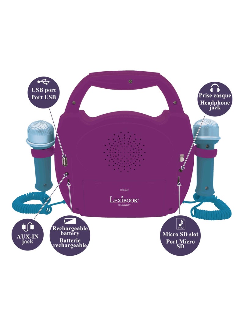 Altifalante bluetooth disney frozen luz com microfones e bateria recarregável Roxo - Kiabi