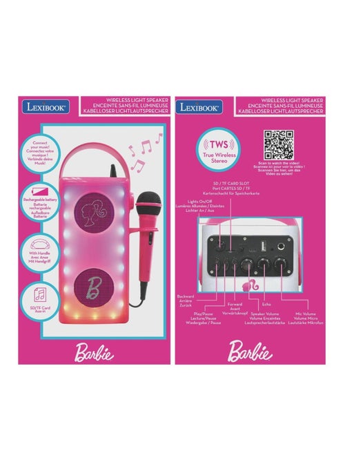 Altifalante bluetooth® potente da barbie luminoso com microfone - Kiabi
