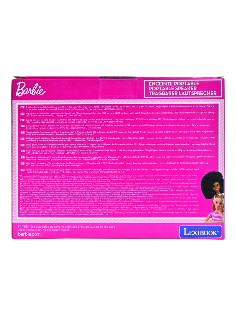 Altifalante portátil bluetooth® da barbie com acabamento em tecido Rosa - Kiabi