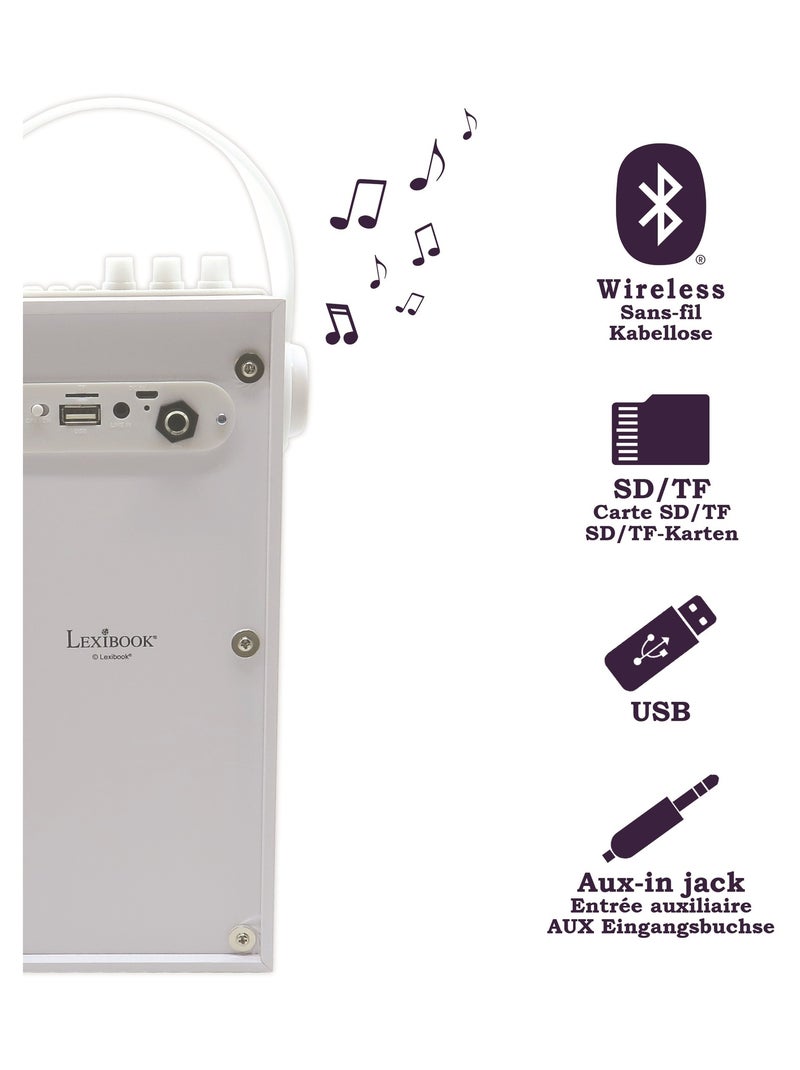 Altifalante portátil bluetooth® iparty® trendy com microfone e efeitos de luz fantásticos Branco - Kiabi