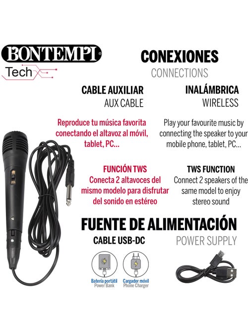 Altifalante sem fios com microfone e luzes 19x15x16 cm bontempi - Kiabi Altifalante sem fios com microfone e luzes 19x15x16 cm bontempi - Kiabi