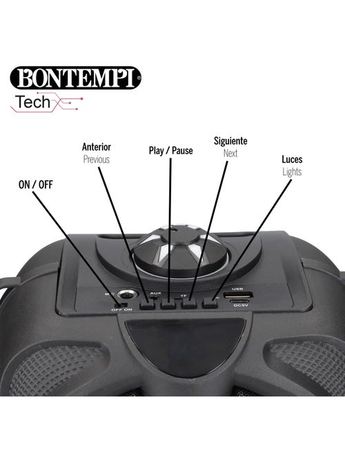 Altifalante sem fios com microfone e luzes 19x15x16 cm bontempi - Kiabi Altifalante sem fios com microfone e luzes 19x15x16 cm bontempi - Kiabi