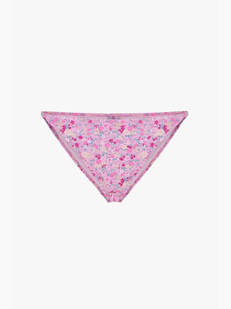 Amira cueca de biquíni com padrão floral e folho lateral, cintura média penti Rosa/Branco/Verde - Kiabi