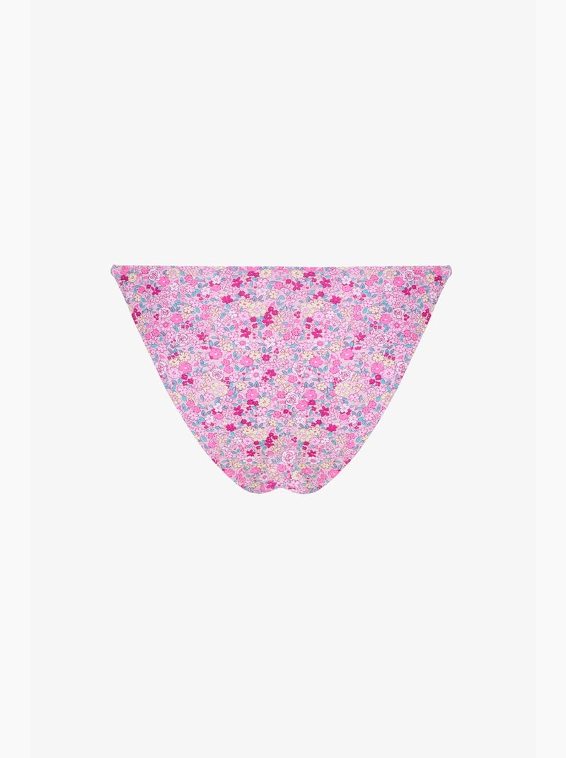 Amira cueca de biquíni com padrão floral e folho lateral, cintura média penti Rosa/Branco/Verde - Kiabi