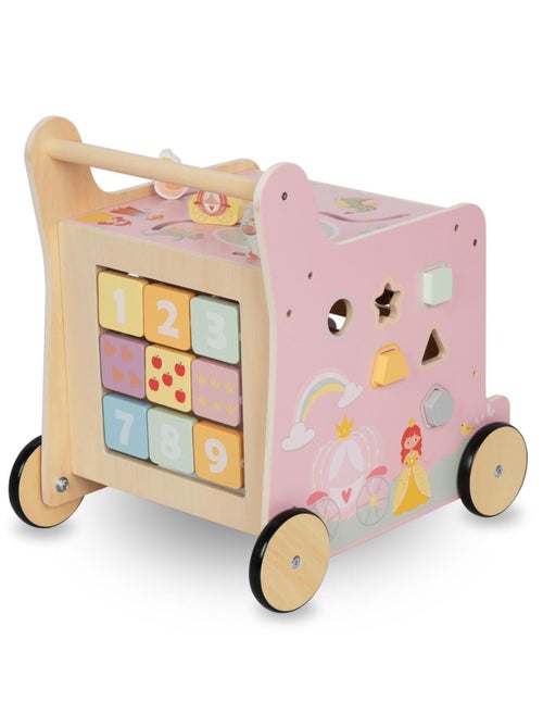Andador de madeira 2 em 1 com cubo educativo para bebés e crianças - Kiabi