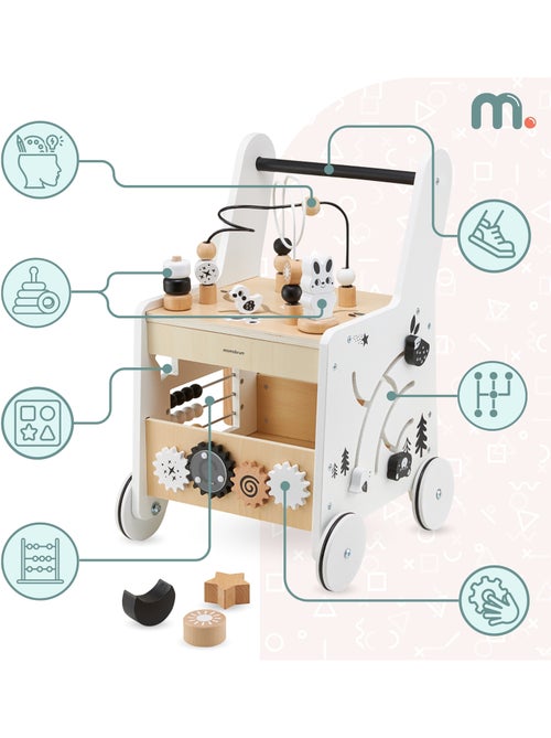 Andador de madeira 6 em 1 com mesa educativa e brinquedos de motricidade - Kiabi