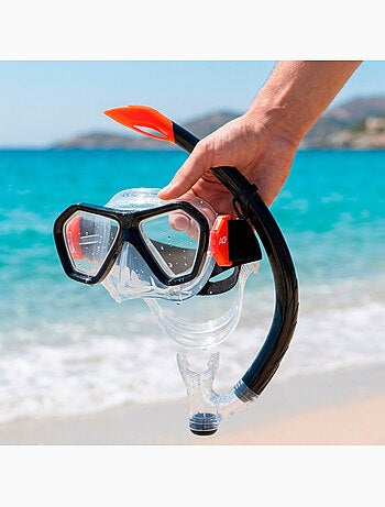 Aqua sport conjunto com máscara de cristal e tubo de silicone +7 anos