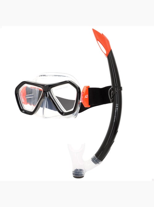 Aqua sport conjunto com máscara de cristal e tubo de silicone +7 anos - Kiabi