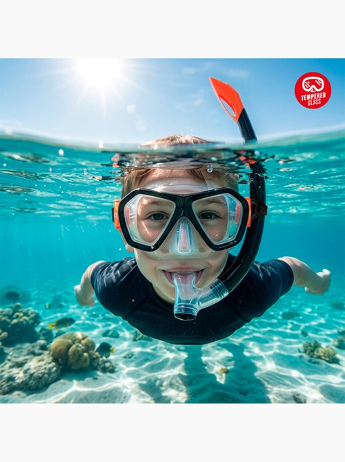 Aqua sport conjunto com máscara de cristal e tubo de silicone +7 anos - Kiabi