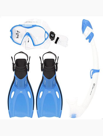 Aqua sport kit de snorkel infantil com máscara, snorkel e nadadeiras + 7 anos