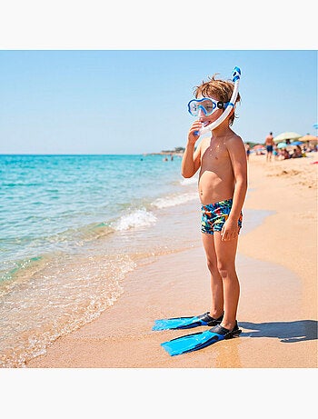 Aqua sport kit de snorkel infantil com máscara, snorkel e nadadeiras + 7 anos